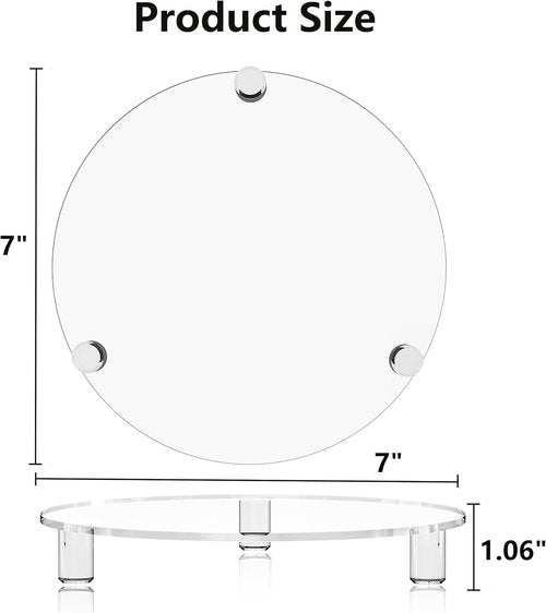 Clear Acrylic Riser - 7-Inch Round Pedestal Stand for Kitchen & Bathroom Décor | Modern Plant Stand