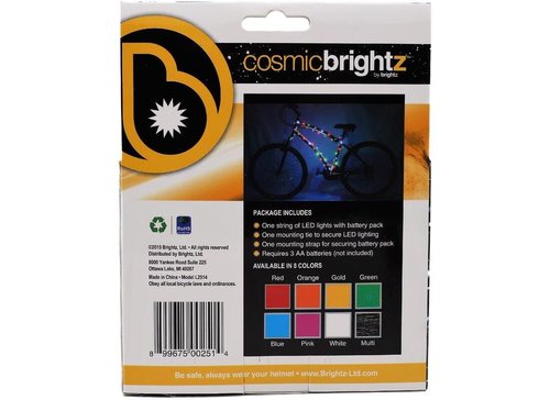Brightz CosmicBrightz LED Bike Frame Rope Light, Multi-Color - 6.5-Foot String Rope - Battery-Powered with On/Off Switch - Ultra Bright Color Keeps Your Ride Fun and Safe for Kids, Teens, & Adults