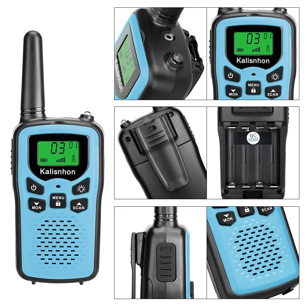 Walkie Talkies for Adults,Kalisnhon walkie talkies with 22 FRS Channels，walkie Talkie Long Range with Flashlight VOX LCD Display Two Way radios for Cycling Camping Hiking(2 Pack) 2-Blue
