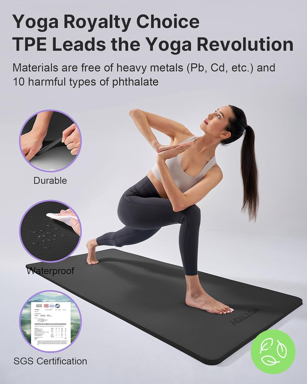 YOTTOY Extra Thick Yoga Mat - 1/2 Inch Non-Slip TPE Exercise Mat for Home Gym & Pilates