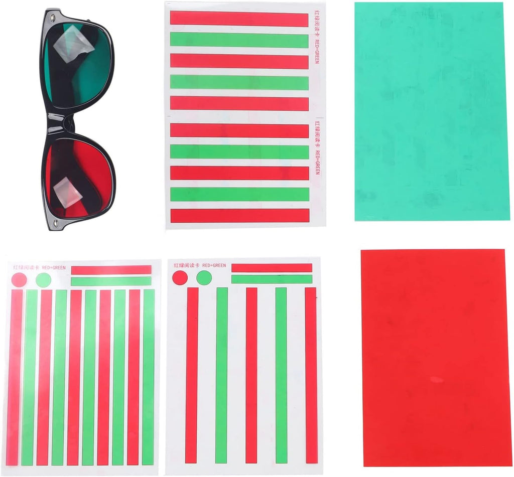 Red Green Vision Correction Cards - Myopia & Strabismus Eye Training Glasses for Amblyopia | Reading Aids