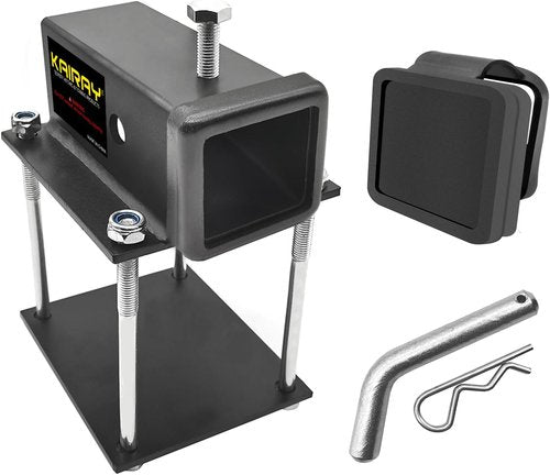 KAIRAY Bolt-On RV Bumper Hitch Receiver Adapter - 2" Receiver for 4-4.5" Beams | Includes Hitch Pin & Cover