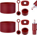 HYZ 8-Piece Silicone Accessories Set for Stanley Cup | Spill-Proof Stoppers & Protective Boot for H2.0 Tumblers - Cranberry