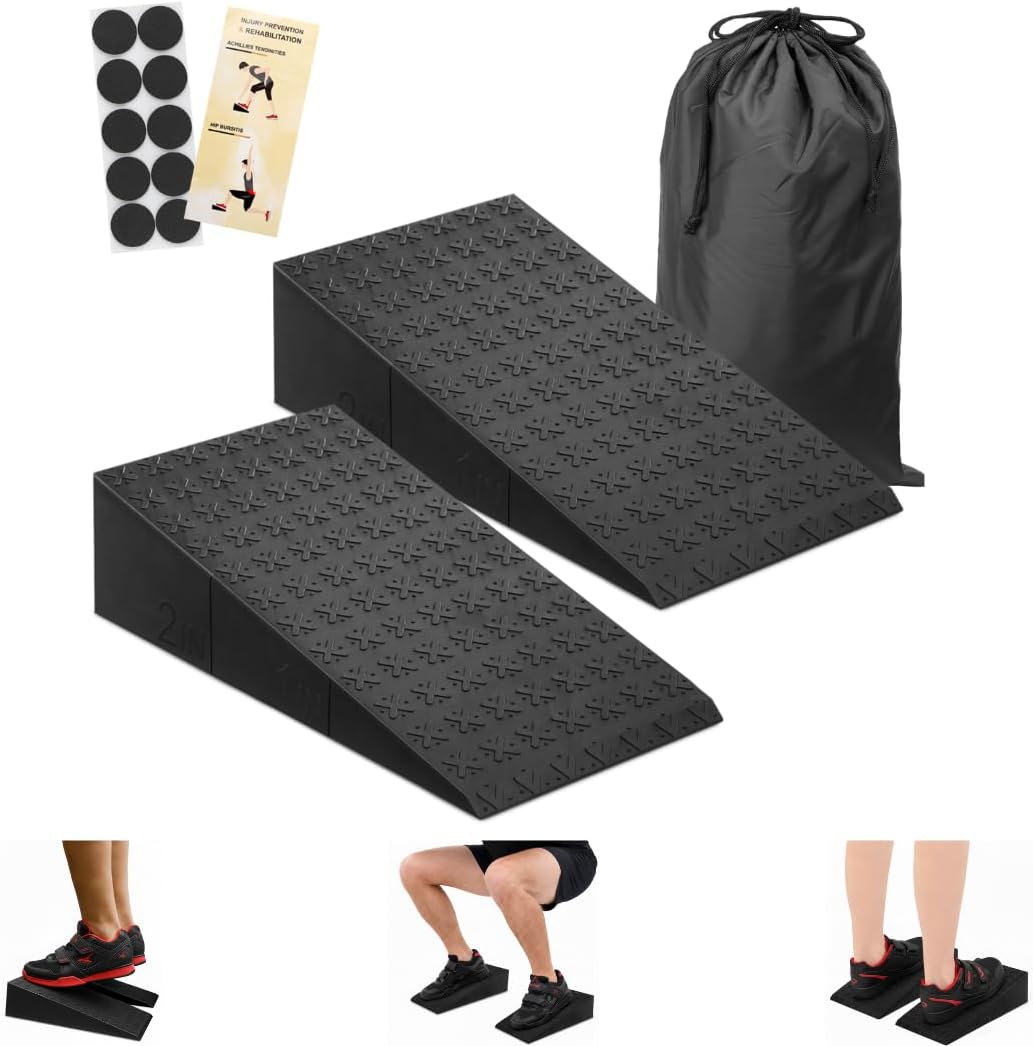 ZKDLFIRE Squat Wedge Block - Non-Slip Weightlifting Heel Elevation | 2 Pcs for Improved Mobility & Strength