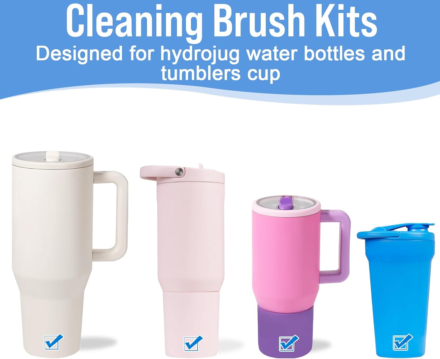 XANGNIER Water Bottle Cleaner Brush Set - 5 Pcs for Hydrojug & Tumbler Accessories | Multi-Size Brushes