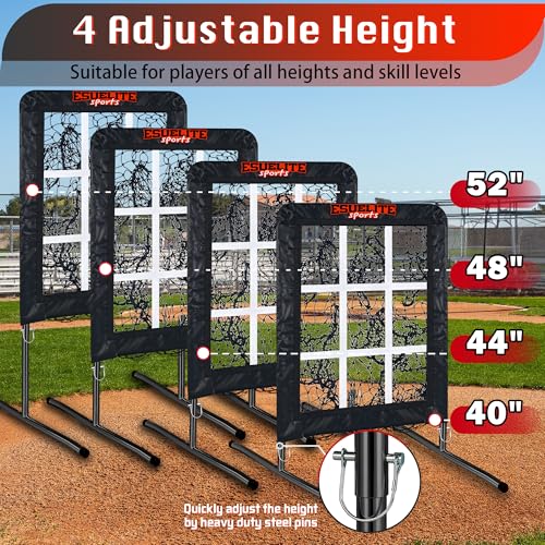 Black 9 Hole Pitching Net with Strike Zone - Baseball Softball Training Equipment