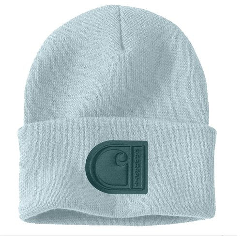 Carhartt Men's Knit Cuffed C Patch Beanie, Early Fog, One Size