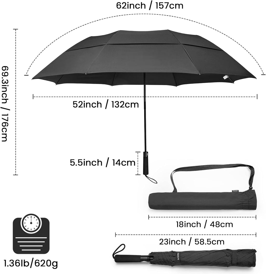 Prospo 62-Inch Oversized Golf Umbrella - Automatic Open, Windproof & Waterproof Double Canopy