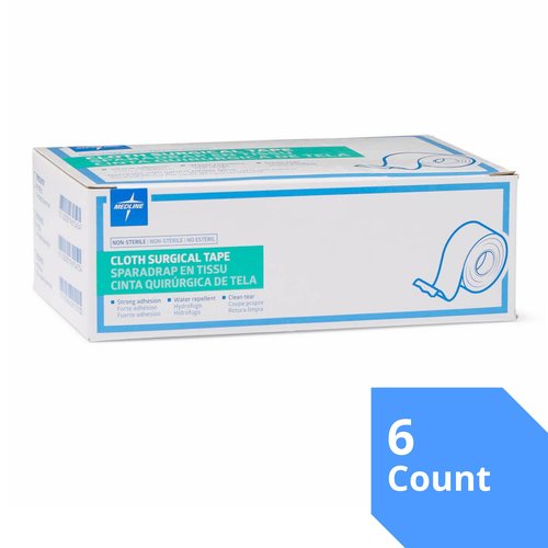 Medline Essentials Silk-Like Cloth Surgical Tape, 2 Inch x 10 Yards per Roll, Box of 6 Rolls