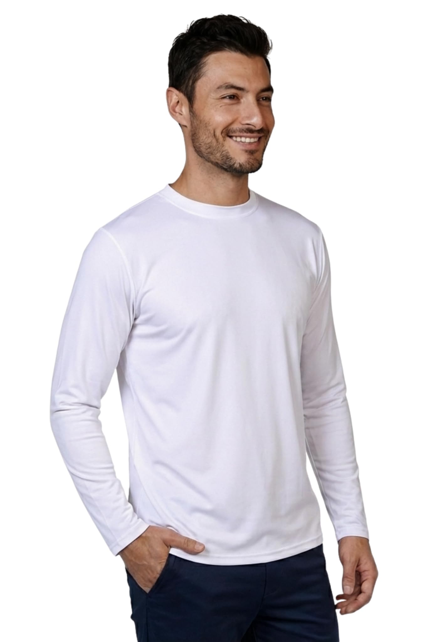INGEAR Men's UPF 50+ Long Sleeve Sun Shirt, Swim Shirts for Men, Rash Guard, Quick Dry Fishing Shirt, UV Protection Swim Shirt White