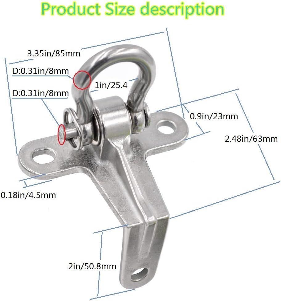 Skiennix 2-Pack Stainless Steel Swing Hangers - Heavy Duty Anti-Rust Design | 180° Silent Bearing, 1500LB Capacity