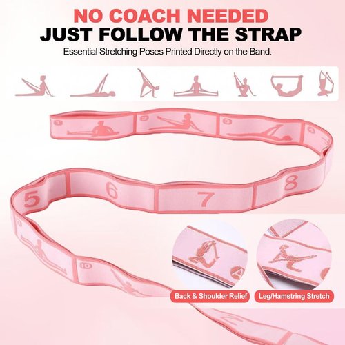 ABAPIC 2-in-1 Fabric Resistance Bands Set & 12-Loop Numbered Elastic Stretching Strap - Non-Slip Booty Bands for Glute Workout, Stretchy Yoga Belt for Physical Therapy & Rehab