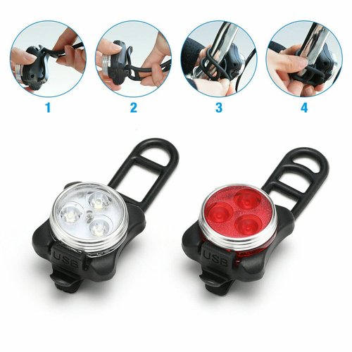 USB Rechargeable Bicycle LED Headlight and LED Tail Light Sets (2 Light Set)