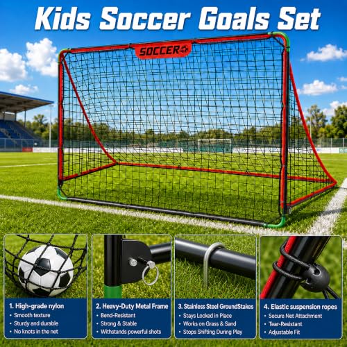 Kids 3-in-1 Soccer Goal with Target & Rebounder - Backyard, Beach Play