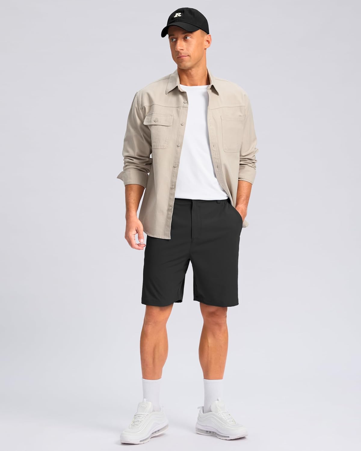 Pudolla Men's Casual Golf Shorts - Lightweight, Quick-Dry Fabric with 3 Pockets | Available in 5"/7"/9" Sizes