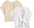 RoseSeek Women's Open Back Tops - Criss Cross Cut Out Casual T-Shirt | Summer Short Sleeve Tee