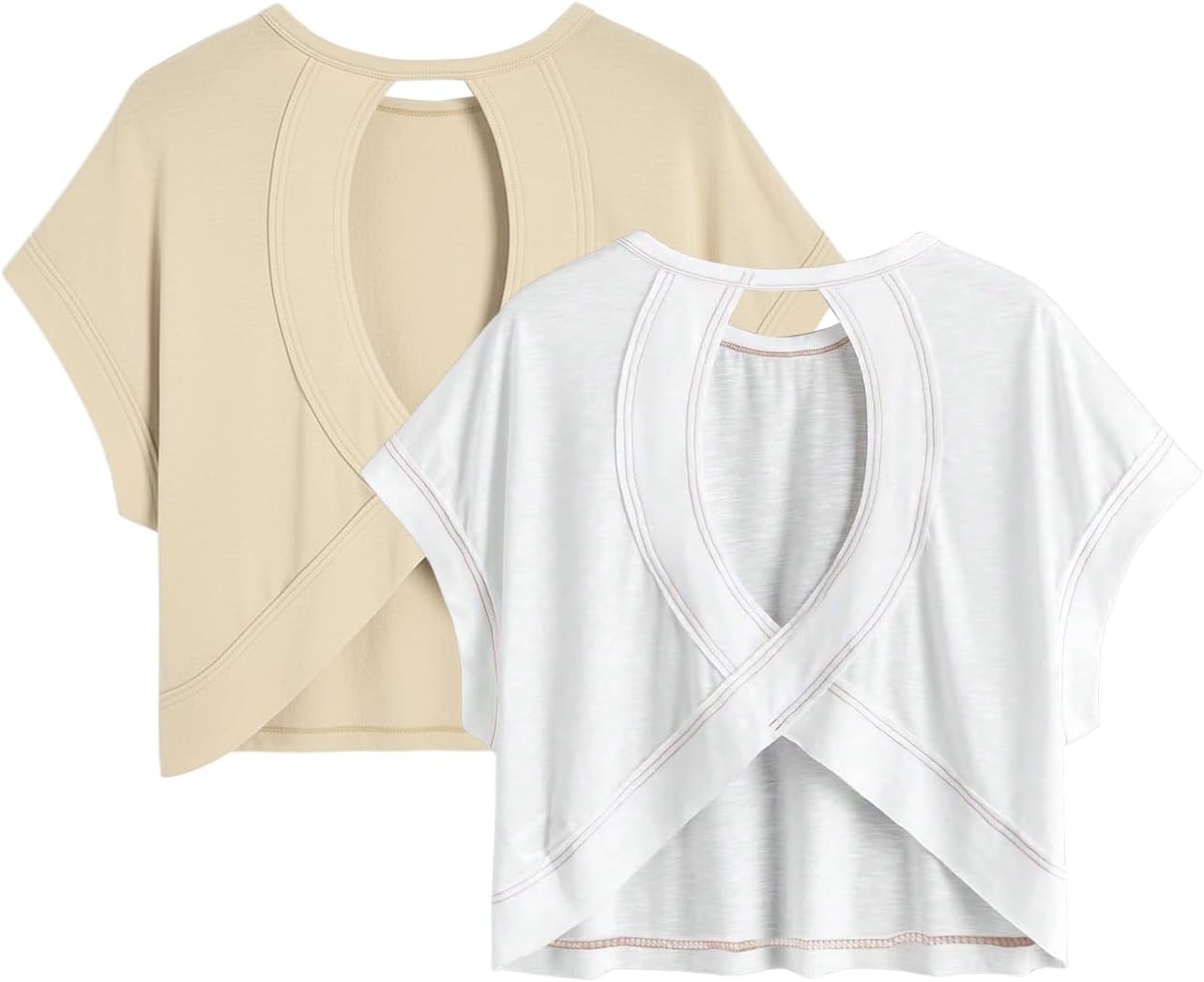 RoseSeek Women's Open Back Tops - Criss Cross Cut Out Casual T-Shirt | Summer Short Sleeve Tee