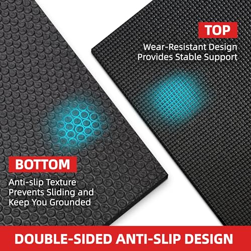 GymCope Extra Large Exercise Yoga Mat 6'x4' Black 8mm Thick Non-Slip Workout Mat