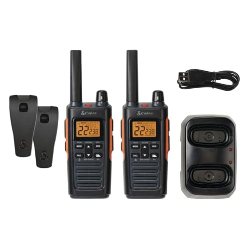 Cobra RX680 Walkie Talkies 2-Pack with Dock Charger, IP54 Water Resistant