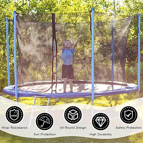 16 FT Round Trampoline Net Replacement with Double Zippers - Weather-Resistant Safety Enclosure, Fits 6 Straight Poles