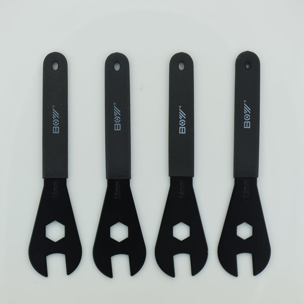 XIAOCUNCN 2MM Thick Low-Profile Bicycle Spanner, Bike Cone Wrench Set Tool, Durable Multi-Function, Carbon Steel, (13-19mm) Bicycle Wheel Hub Axle Nut Install Remover (4 pieces (13,14,15,16))