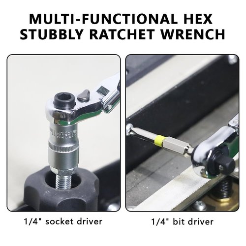 Cosmedge Flex Head Ratchet Wrench,2 in 1 Mini Hex Bits Adapters for Socket & Bit Driver,1/4 Inch Stubby Ratchet Wrench,72-Tooth Gear