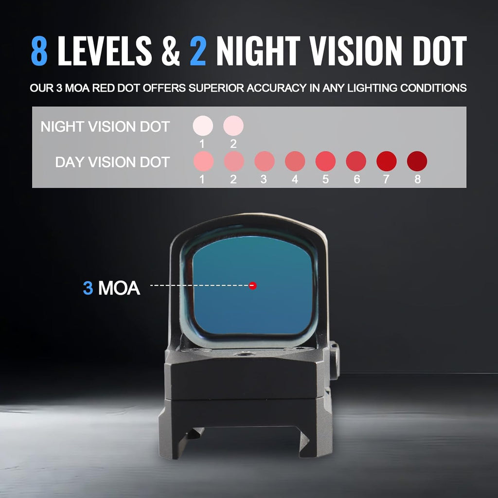 YSS Red Dot Sight - Shake Awake Optic for Pistols, Rifles & Shotguns | 3MOA, 8 Brightness Levels