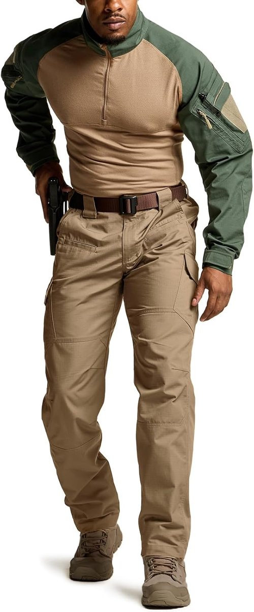CQR Men's Tactical Pants - Lightweight Water Resistant Ripstop Cargo Pants for Outdoor Activities