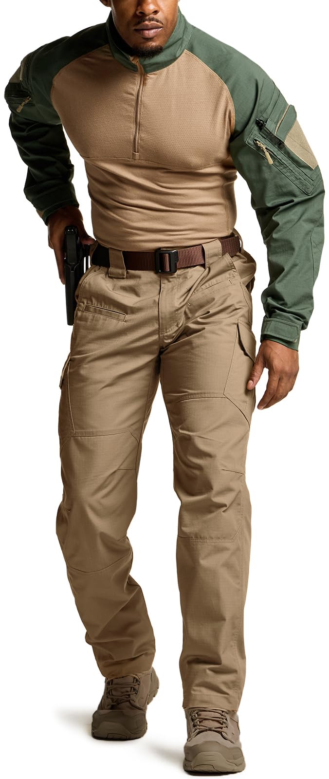 CQR Men's Tactical Pants, Water Resistant Ripstop Cargo Pants, Lightweight EDC Work Hiking Pants, Outdoor Apparel, Raider Cougar, 44W x 32L