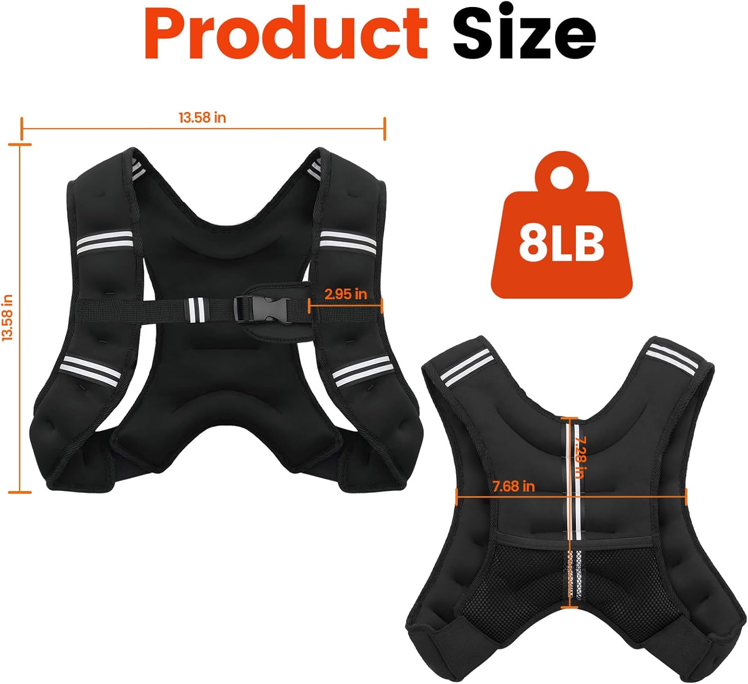 Skiennix Weighted Vest - Adjustable Weight for Strength Training | 6lb to 30lb Options with Reflective Stripe