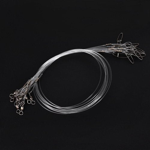 50lb Fluorocarbon Fishing Leaders by [Brand Name] - 10/20 Pcs, 20in Saltwater/Freshwater with Swivel & Snap
