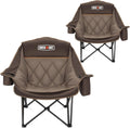 Overmont Oversized XL Camping Chair - Heavy-Duty 400lbs Support with Padded Comfort & Side Pocket | Khaki, 2pcs