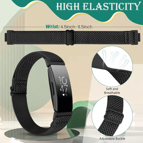Fitbit Adjustable Elastic Nylon Sport Bands - Soft Stretchy Replacement Straps for Inspire Series | Unisex
