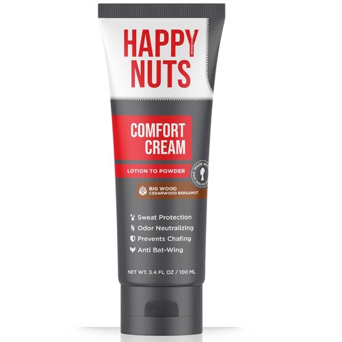 Happy Nuts Comfort Cream Deodorant for Men - Aluminum-Free Anti-Chafing & Odor Control | 3.4 Fl Oz, Big Wood