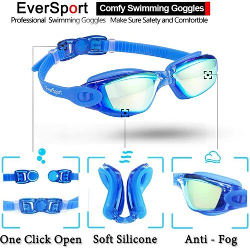EverSport Kids Swim Goggles - Anti-Fog, Anti-UV Protection | Pack of 2 for Ages 4-16