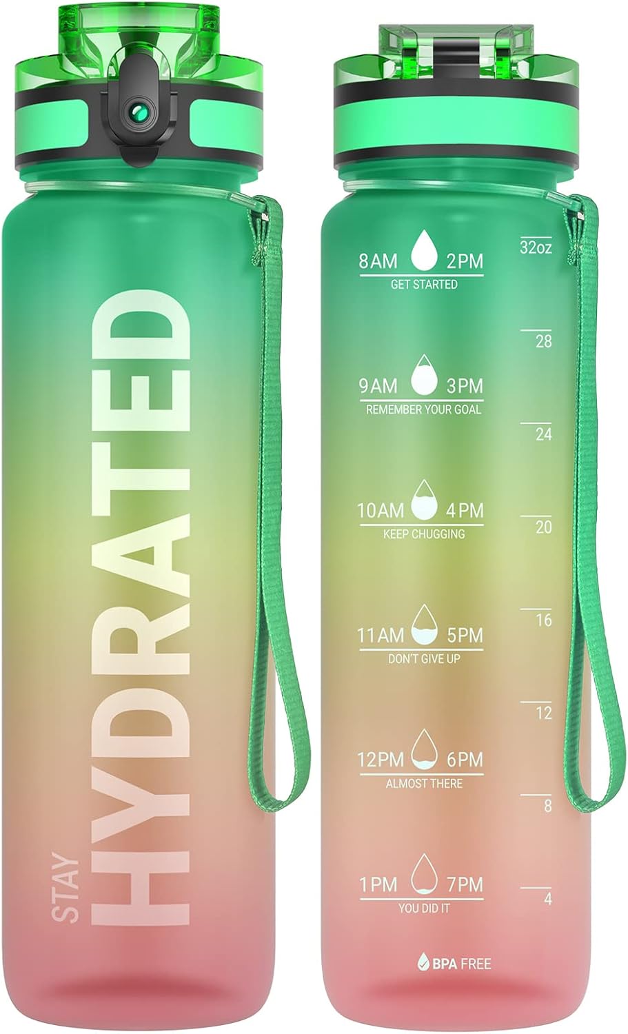 Sahara Sailor Water Bottle - Durable & Leakproof Tritan Design | Motivational Time Marker, BPA Free, 32oz