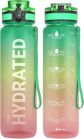 Sahara Sailor Water Bottle - Durable & Leakproof Tritan Design | Motivational Time Marker, BPA Free, 32oz