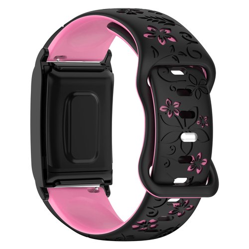 Anpzband Silicone-Bands Compatible with Whoop-Band 5.0/4.0 - Water-Proof Two-tone Engraved Floral Replacement Wristband for Whoop 4.0/5.0 Peak/One, Fitness Sport Bracelet, with Protective Case