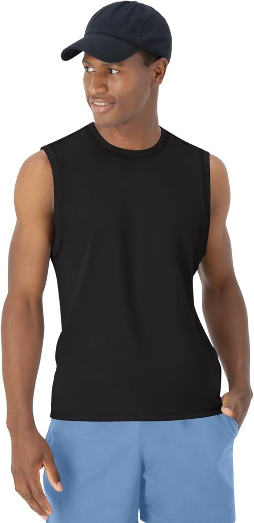 Hanes Men's Moves Tank - Performance Moisture-Wicking Tank Top with 4-Way Stretch
