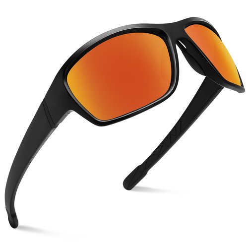 Dollger Polarized Sports Sunglasses for Men Women - Ultra Lightweight Wrap-Around, UV400 for Running, Cycling, Driving, Fishing（Red）