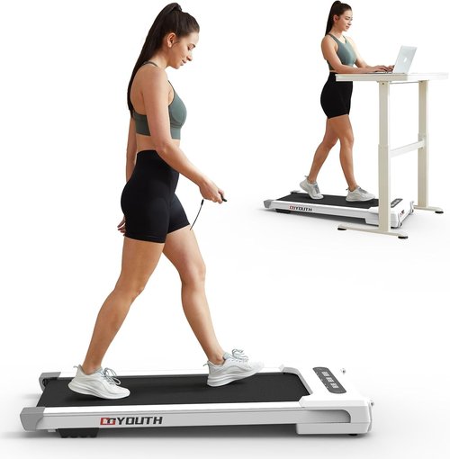 GOYOUTH Electric Treadmill - 2 in 1 Under Desk Motorized Exercise Machine with Remote & LED Display