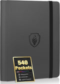 Fabmaker Premium 9 Pocket Card Binder - Sturdy PU Cover for 540 Cards | Sleek Grey Collection Album