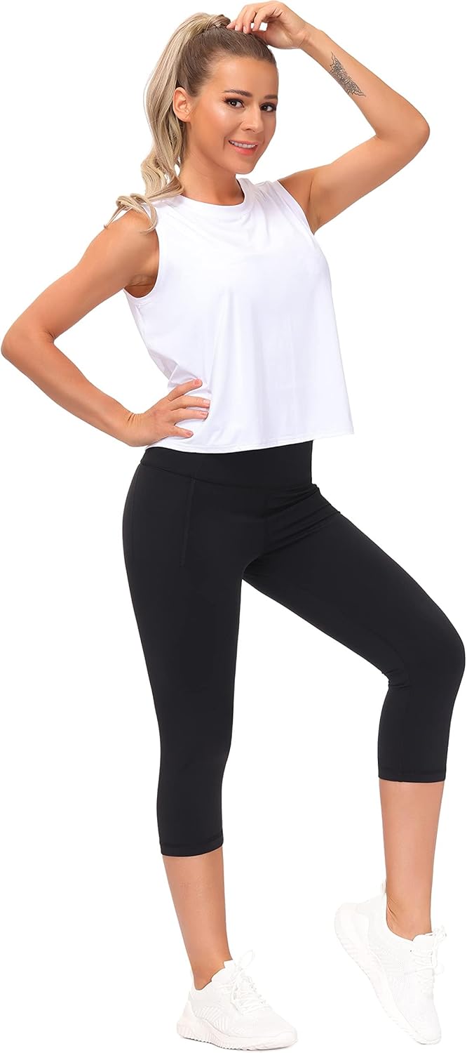 The Gym People High Waist Tummy Control Capris | Women's Leggings for Ultimate Comfort