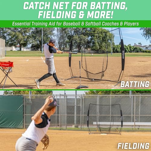 GoSports 7 x 7 ft Softball & Baseball Training Net - Black, Strike Zone, Portable