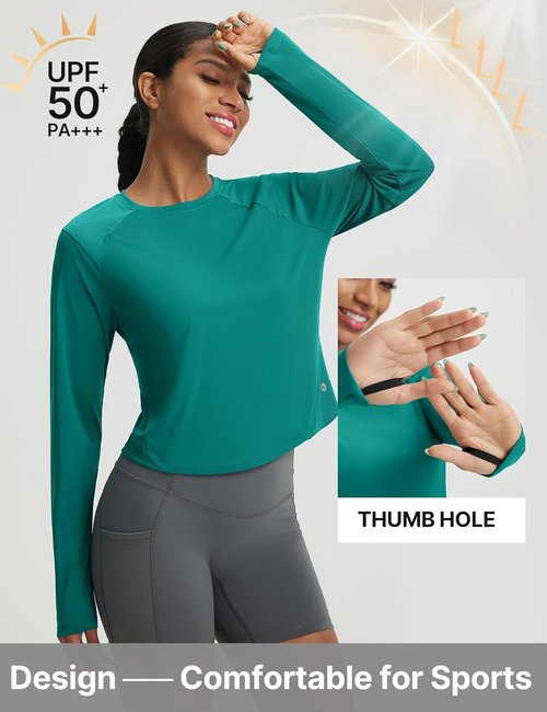 Baleaf Women's Long Sleeve UPF 50+ Sun Shirt - Lightweight UV Workout Top for Hiking & Fitness