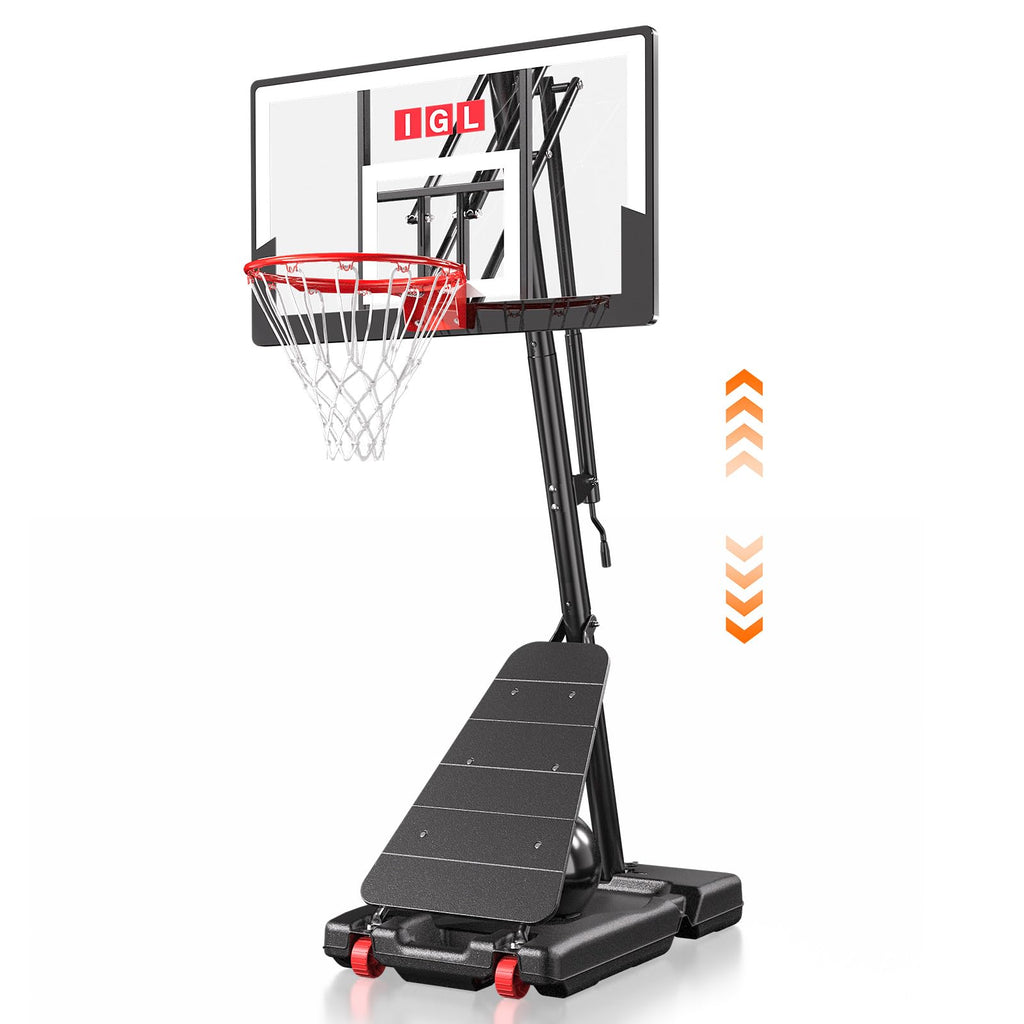 IGL Basketball Hoop Outdoor 40 Inch, Height Adjustable 5.5-10 FT, Portable Basketball Goal with Shatterproof Backboard for Kids Teens Adults, Backyard Driveway