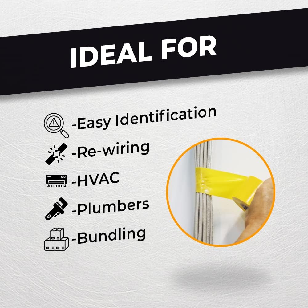 WOD ETC766 Professional Grade Electrical Tape - UL/CSA Listed, 1/2 Inch x 66 Ft, Vinyl Rubber Adhesive