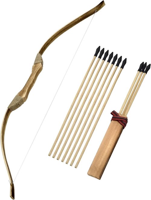 Kids Bow and Arrow Set - 32-Inch Handmade Wooden Archery Toy for Ages 4-12 | Includes Bow, Quiver & 10 Arrows