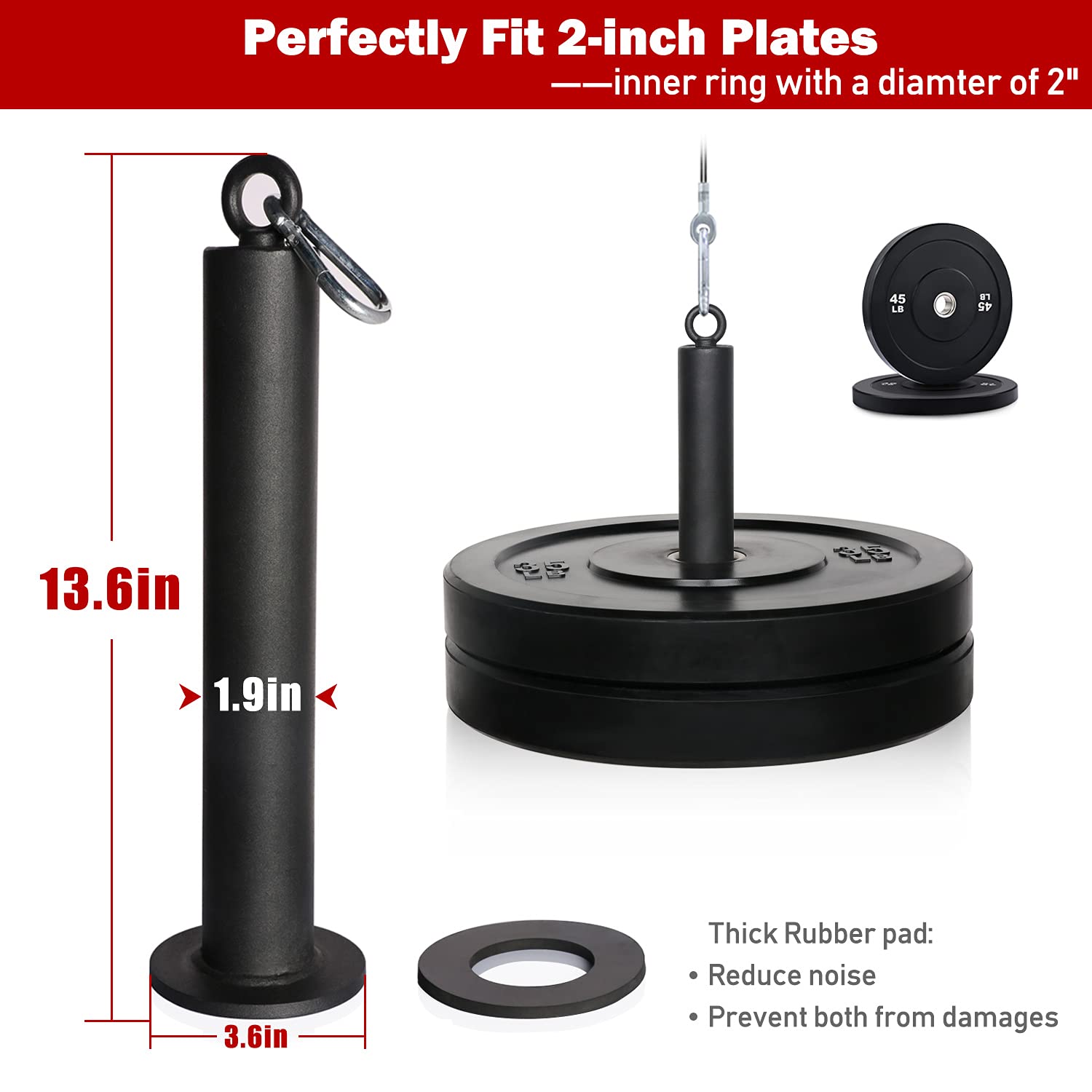 SYL Fitness Loading Pin for 2 inch Olympic Weight Plates with Carabiner
