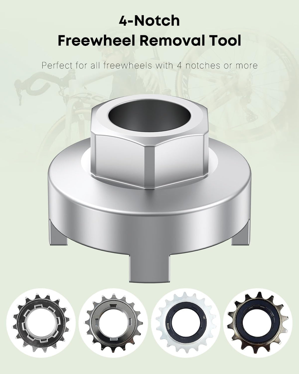 Pawfly Bike Single Speed Freewheel Removal Tool with Sprocket & Chain Cleaning Brushes, 4 Notch Sprocket Puller Tool, BMX Bicycle Freewheel Remover, One-Speed Freewheel Disassembly Tool, Silver